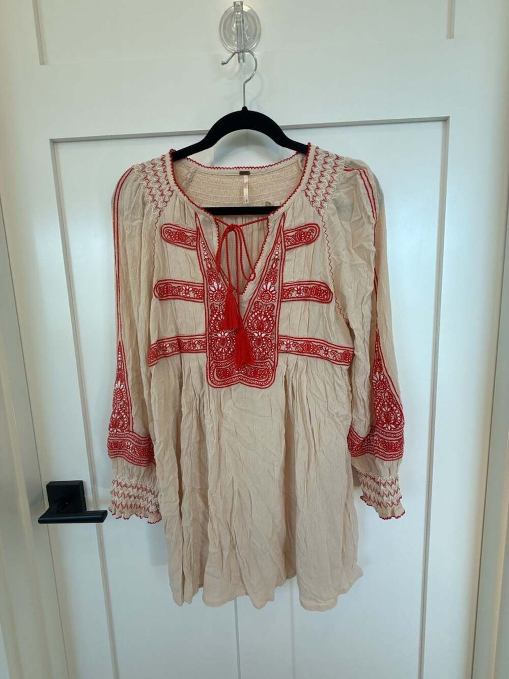 Free People Wind Willow Embroidered Long Sleeve Tunic Dress
